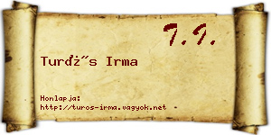 Turós Irma névjegykártya